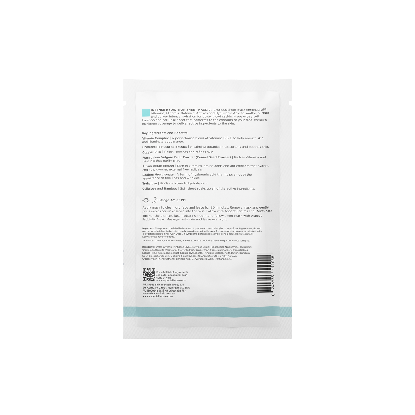 Aspect Intense Hydrating Sheet Mask Single